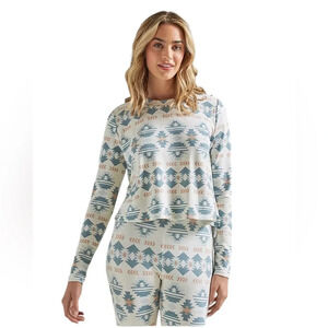 Women's Wrangler Retro Southwestern Print Lounge Top Antique White Sweater XL